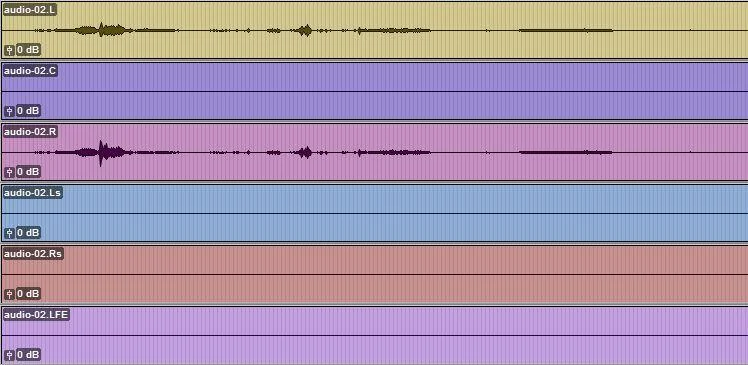 Pro Tools session showing L and R only from DCP-o-matic DCP
